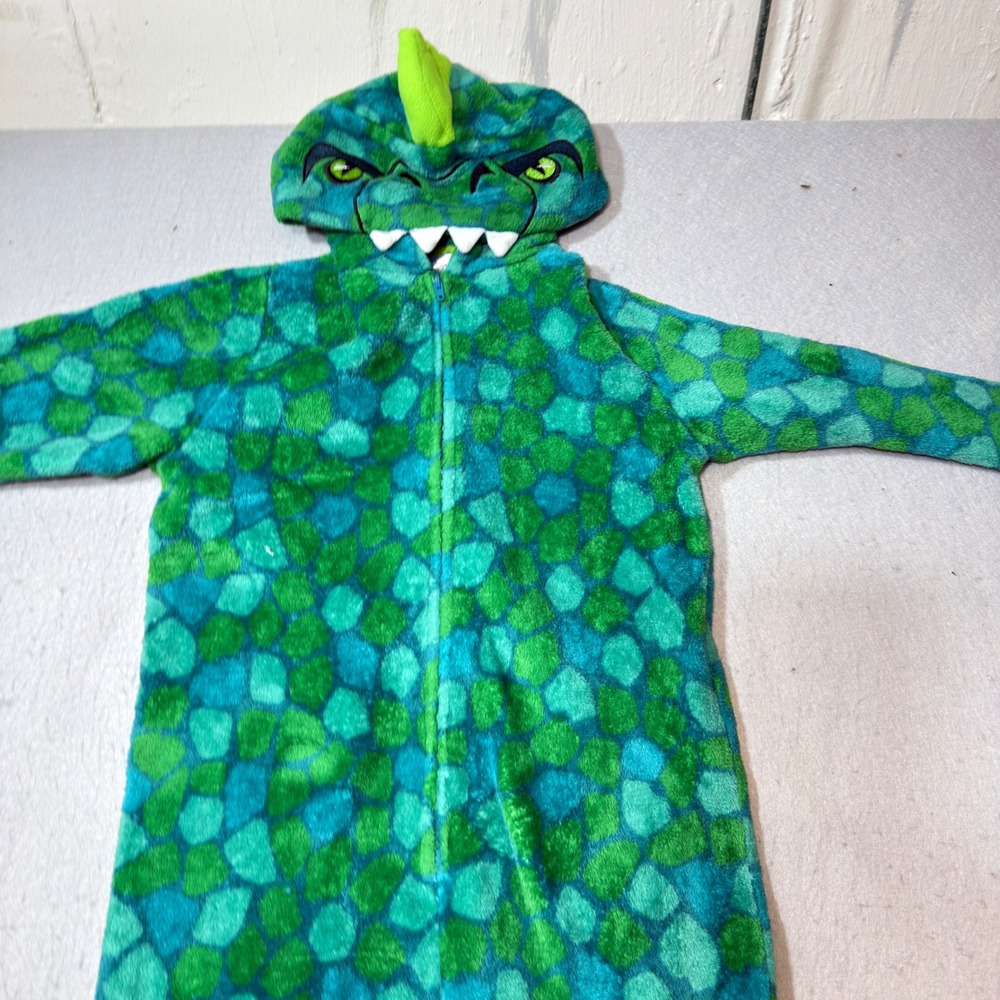 Sainteve Kids Dinosaur Pajamas Kids S 7/8 Green Excellent Hooded Fleece Onesie